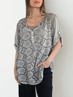 Blusa Italiana Macramé con Polera, color Taupe