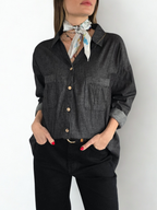 Blusa Jeans, color Gris