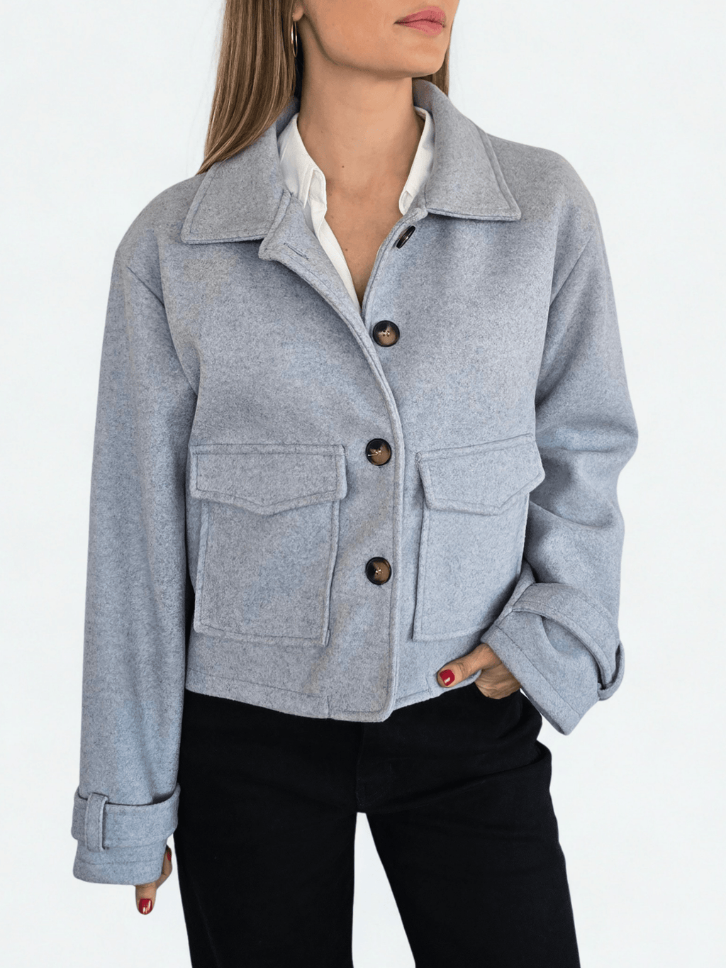 Chaqueta de Paño, color Celeste