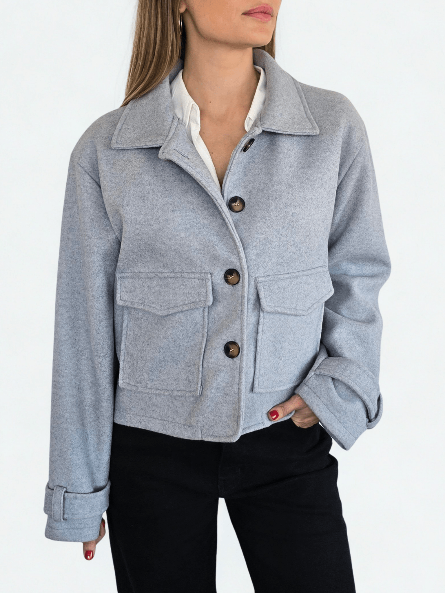 Chaqueta de Paño, color Celeste