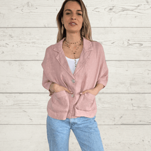Cargar imagen en el visor de la galería, Chaqueta de Lino Italiano dos botones, color Rosado
