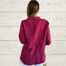 Cargar imagen en el visor de la galería, Blusa Italiana Venecia 100% Lino, color Magenta
