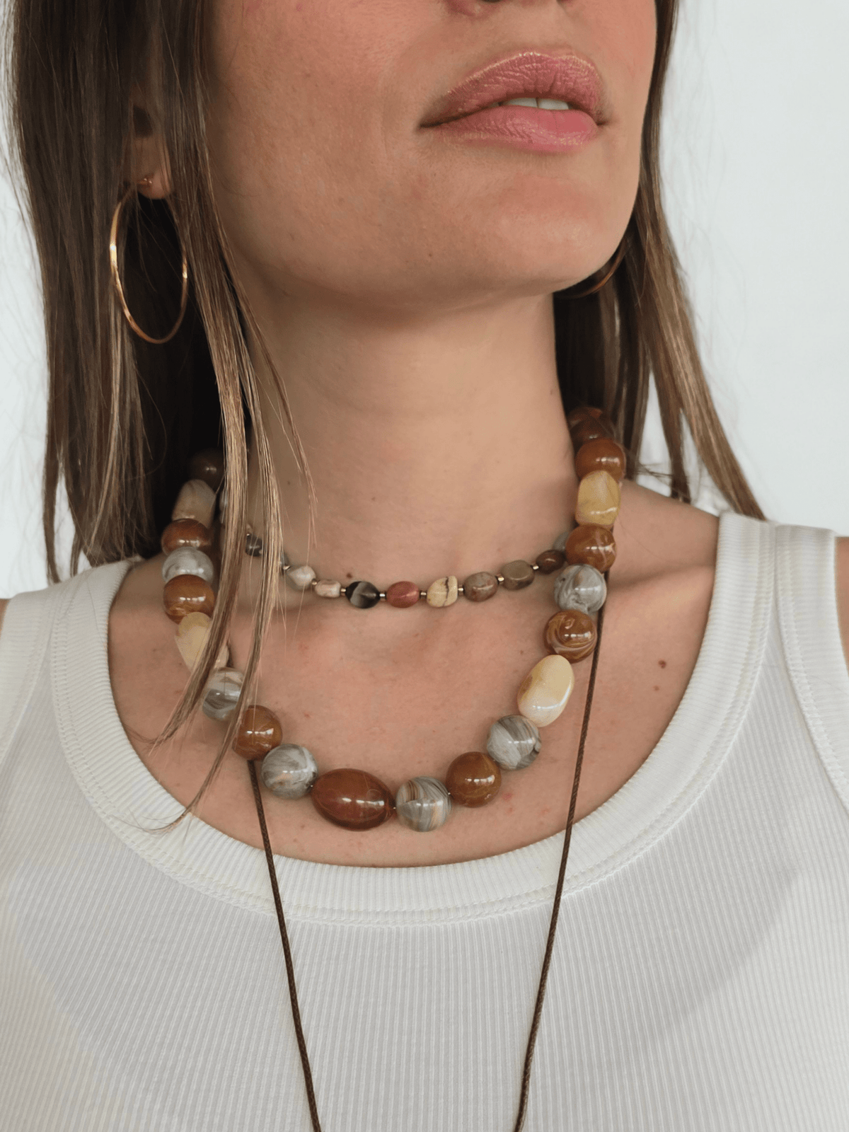 Collar Piedra Jade, color Cafés