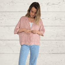 Cargar imagen en el visor de la galería, Chaqueta de Lino Italiano dos botones, color Rosado
