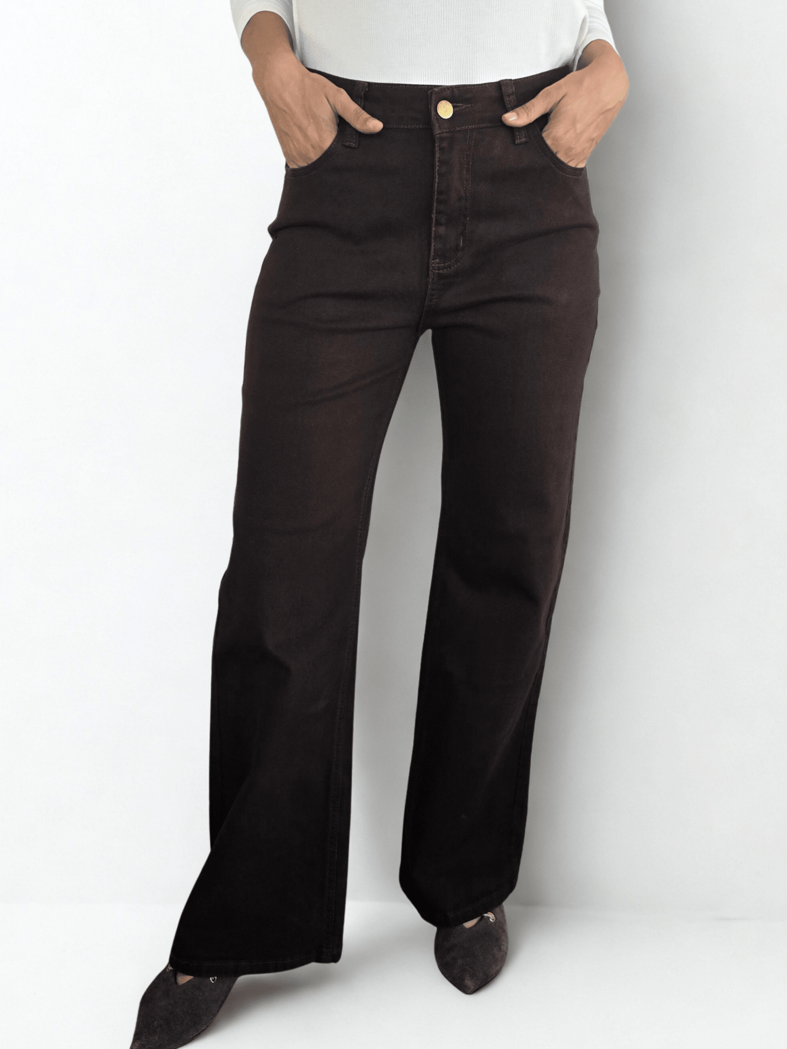 Pantalón de Gabardina, color Chocolate