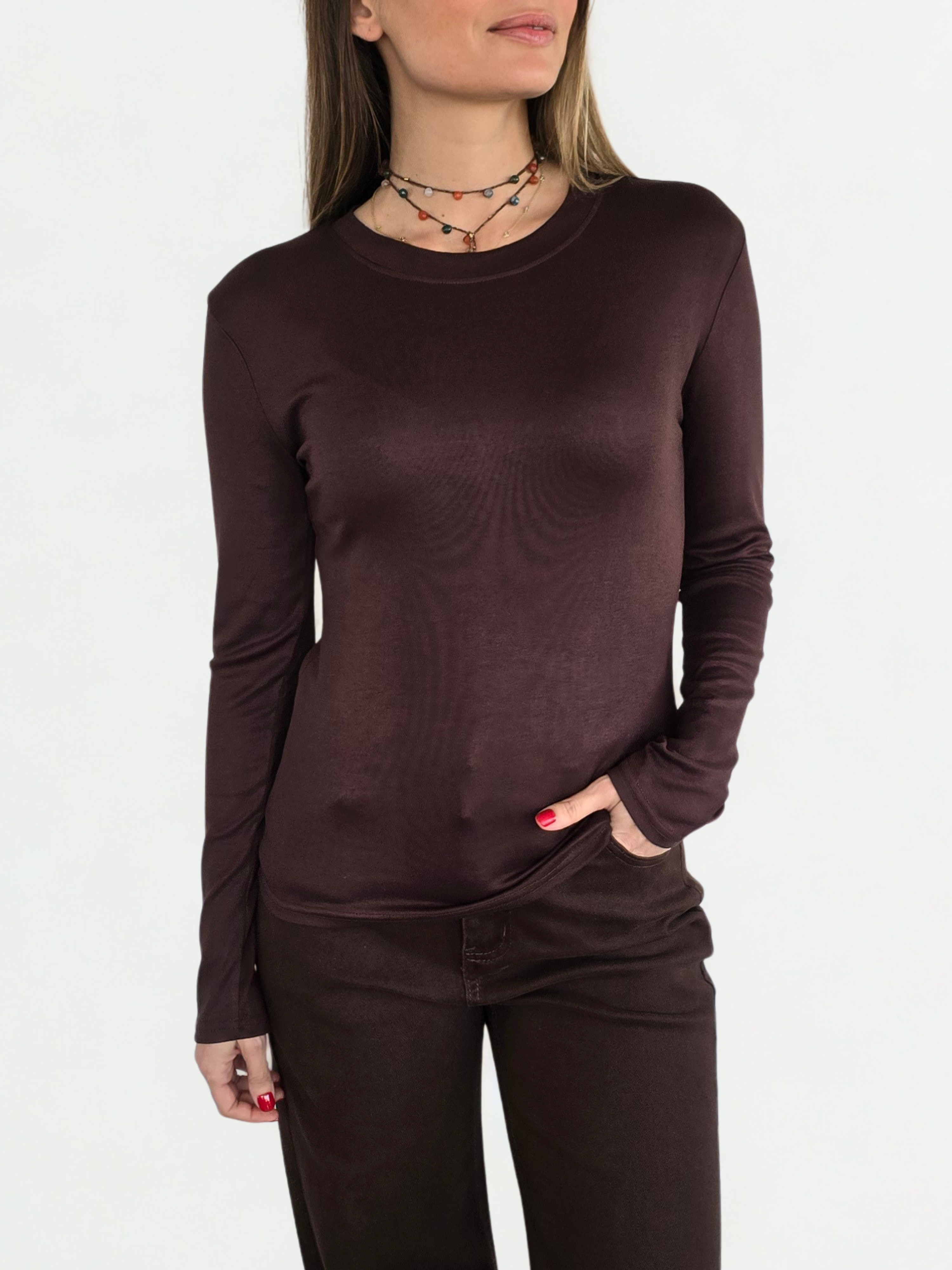 Polera Básica, color Café