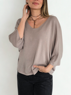 Sweater Italiano Escote en V, color Taupe