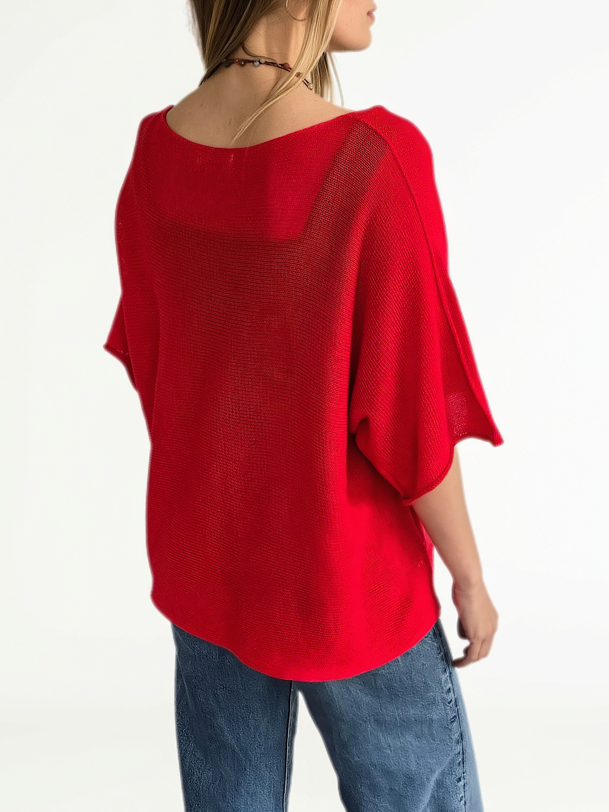 Sweater Italiano Manga 3/4, color Rojo