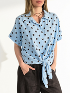 Blusa Italiana Lunares, fondo Celeste