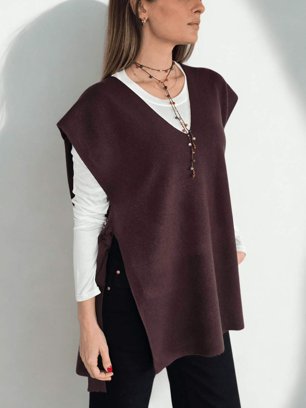 Sweater sin mAngas Lazo, color Chocolate