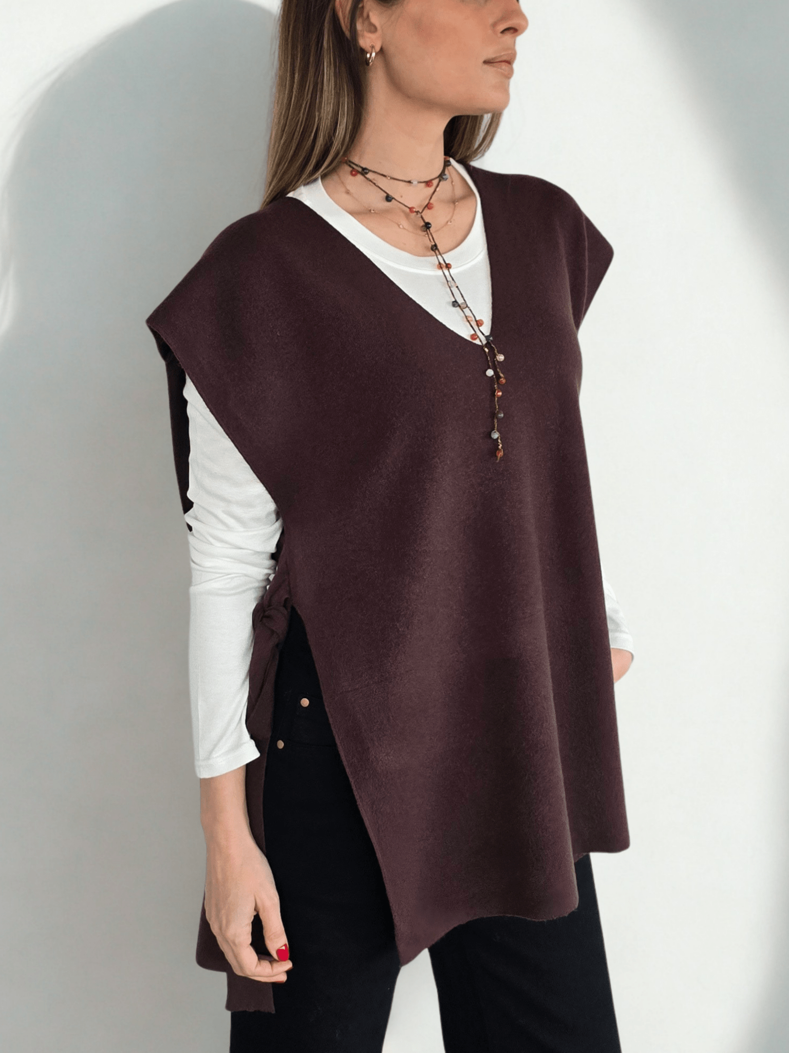 Sweater sin mAngas Lazo, color Chocolate