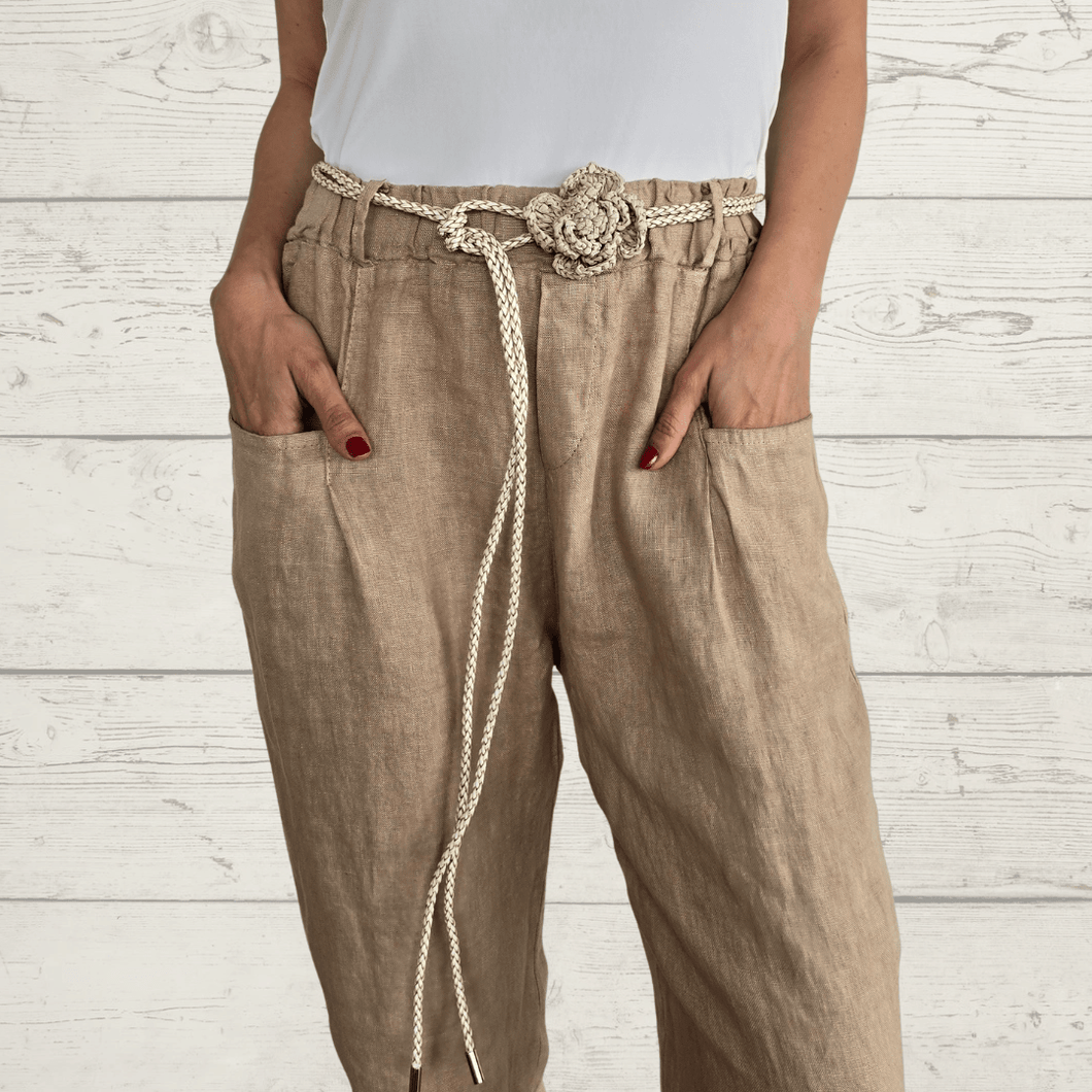 Cinturón Flor, color Beige