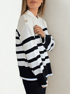 Sweater Rayado, color Negro con Blanco