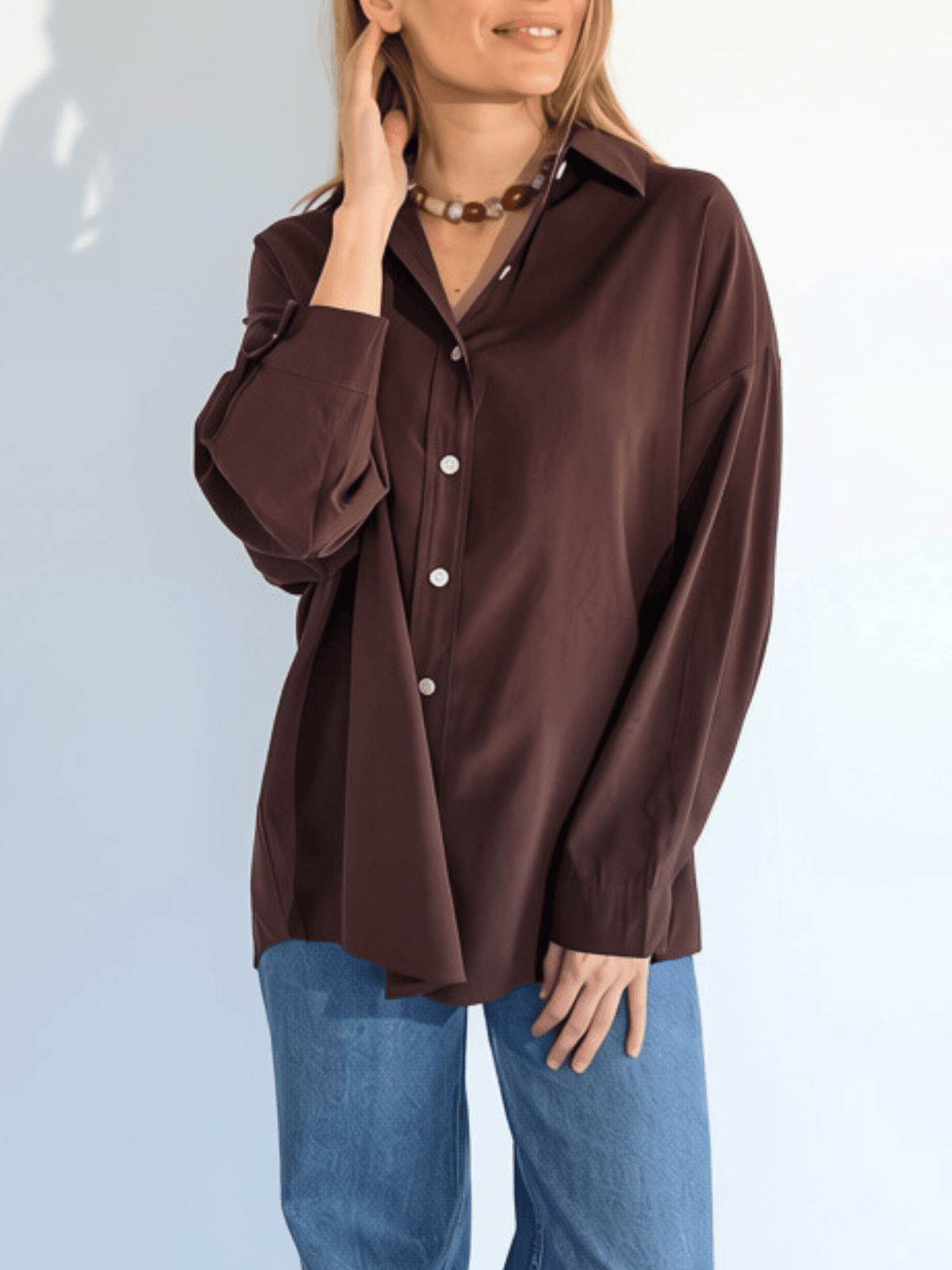 Blusa Tencel, color Chocolate