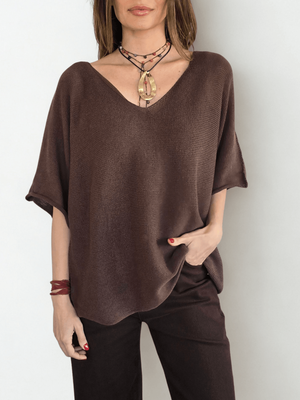 Sweater Italiano Hilo, color Chocolate