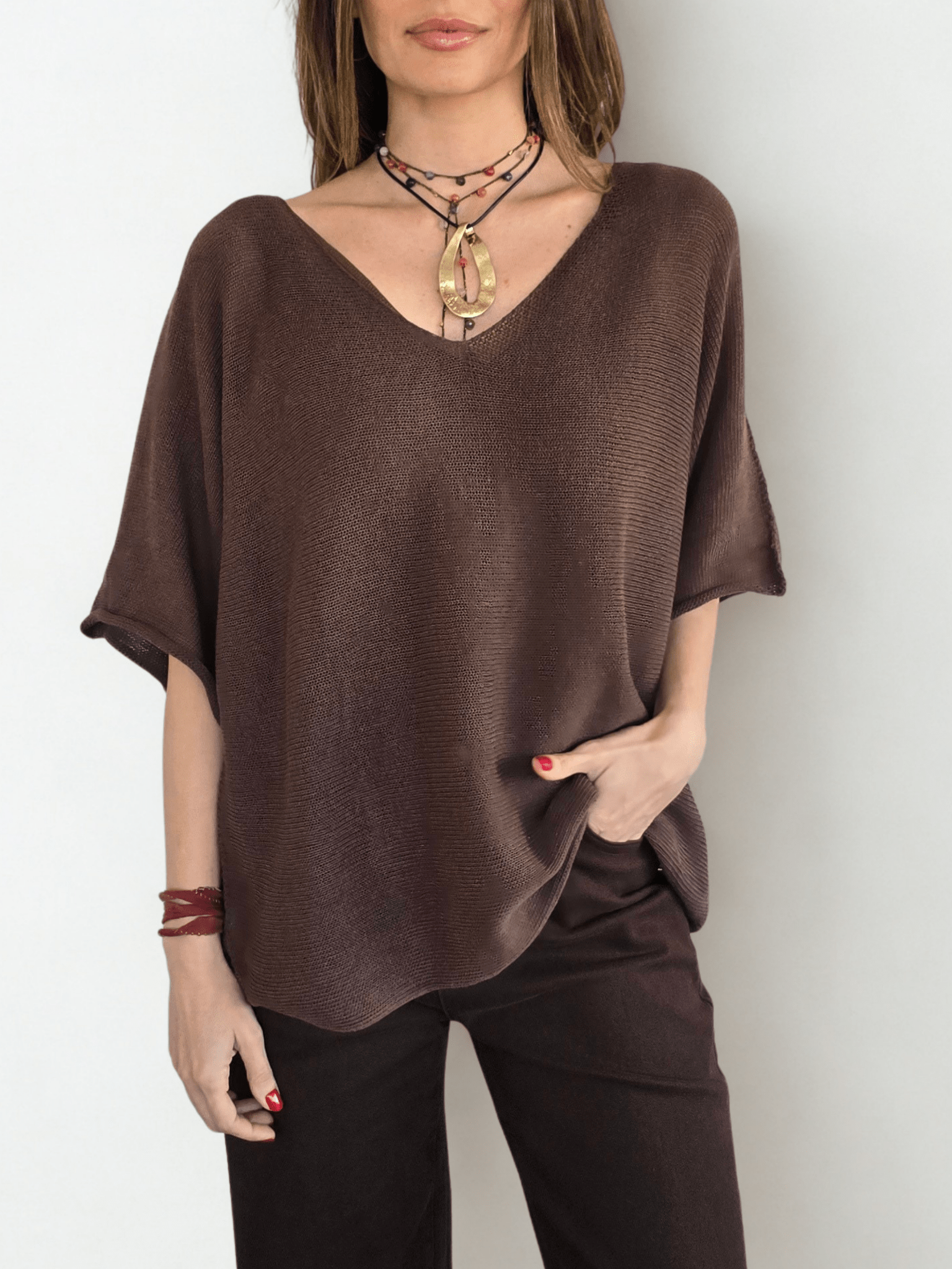 Sweater Italiano Hilo, color Chocolate