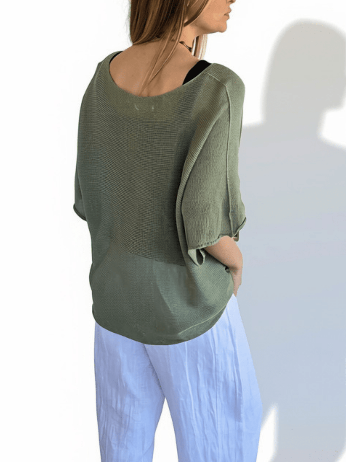 Sweater Italiano Manga 3/4, color Verde