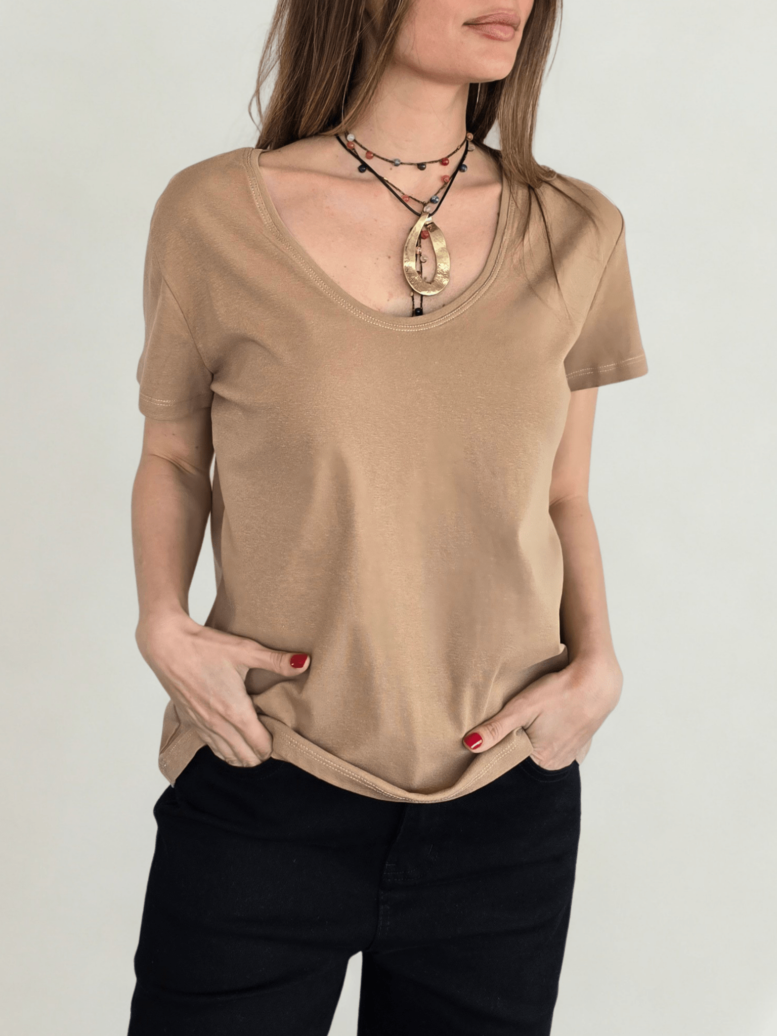 Polera Básica, color Camel