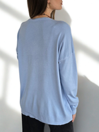 Sweater Escote en V, color Celeste