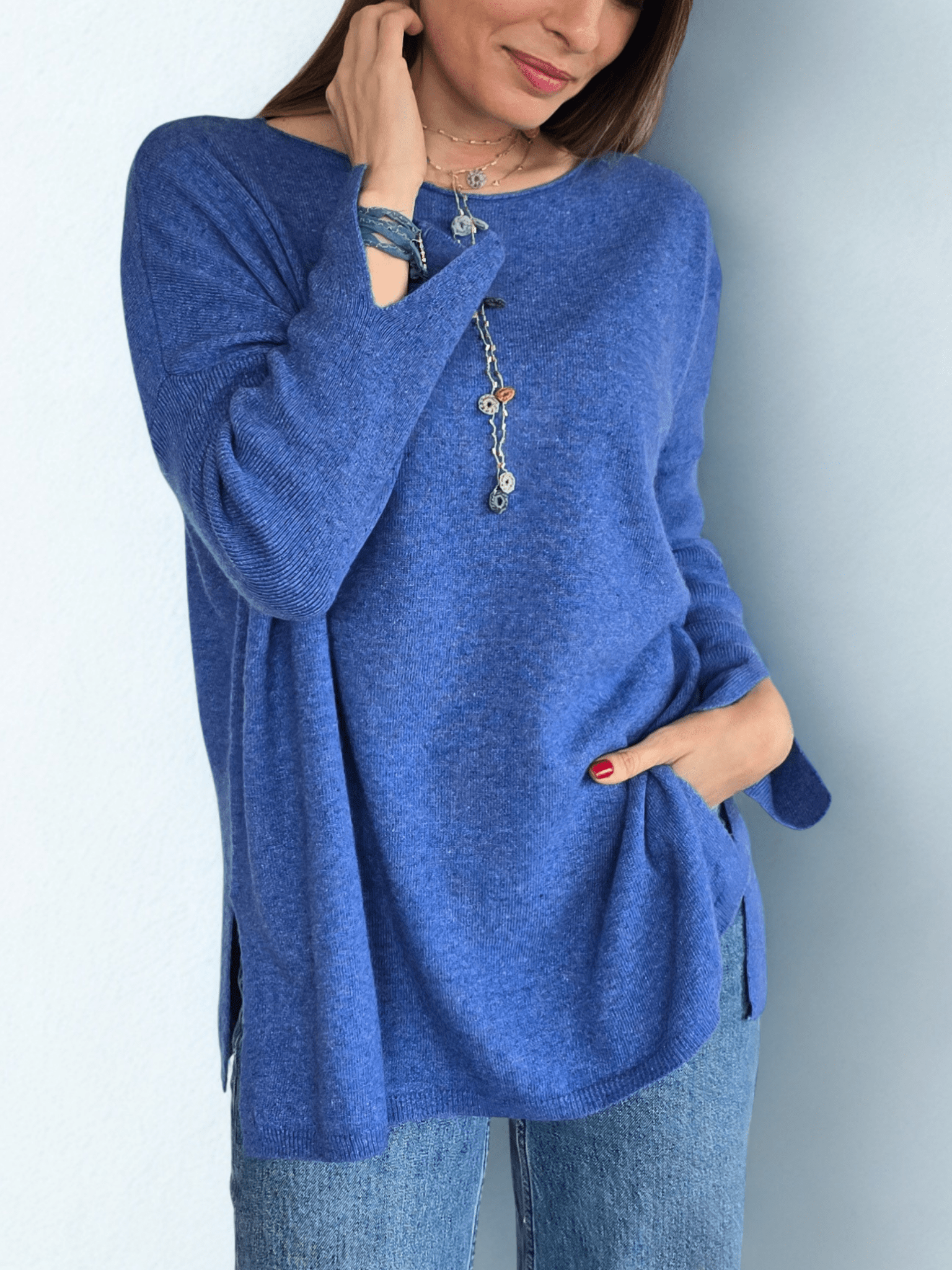 Sweater Italiano Puño Abierto, color Jacinto