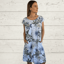 Cargar imagen en el visor de la galería, Vestido 100% Lino Italiano Florencia, fondo Blanco
