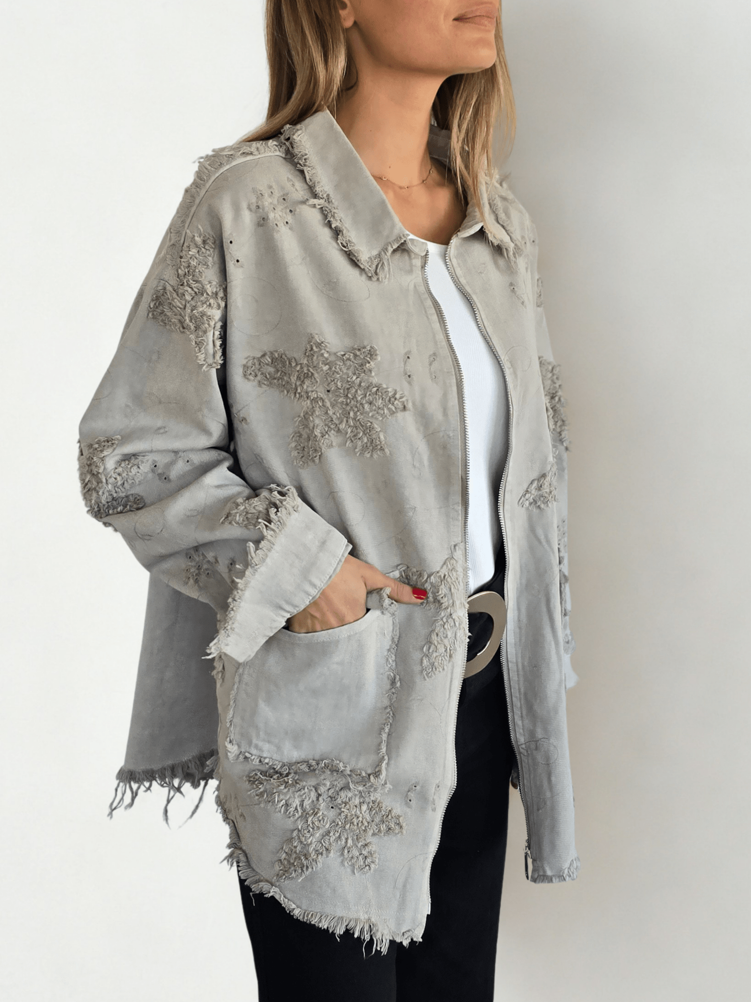 Chaqueta Bordada, color Beige
