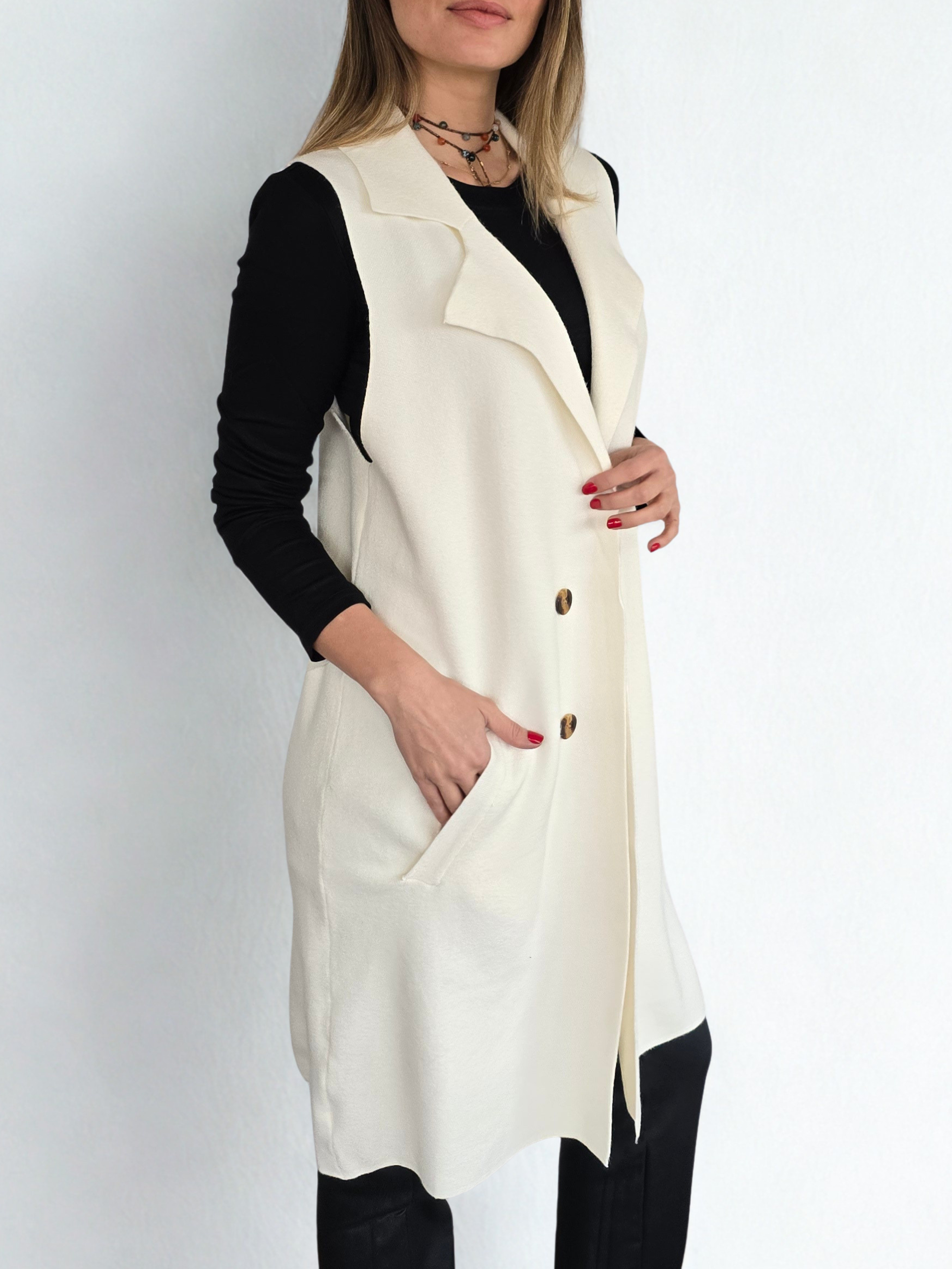 Chaqueta Sin Mangas, color Blanco Invierno