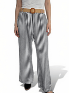 Pantalón Italiano Rayado, color Gris con Blanco
