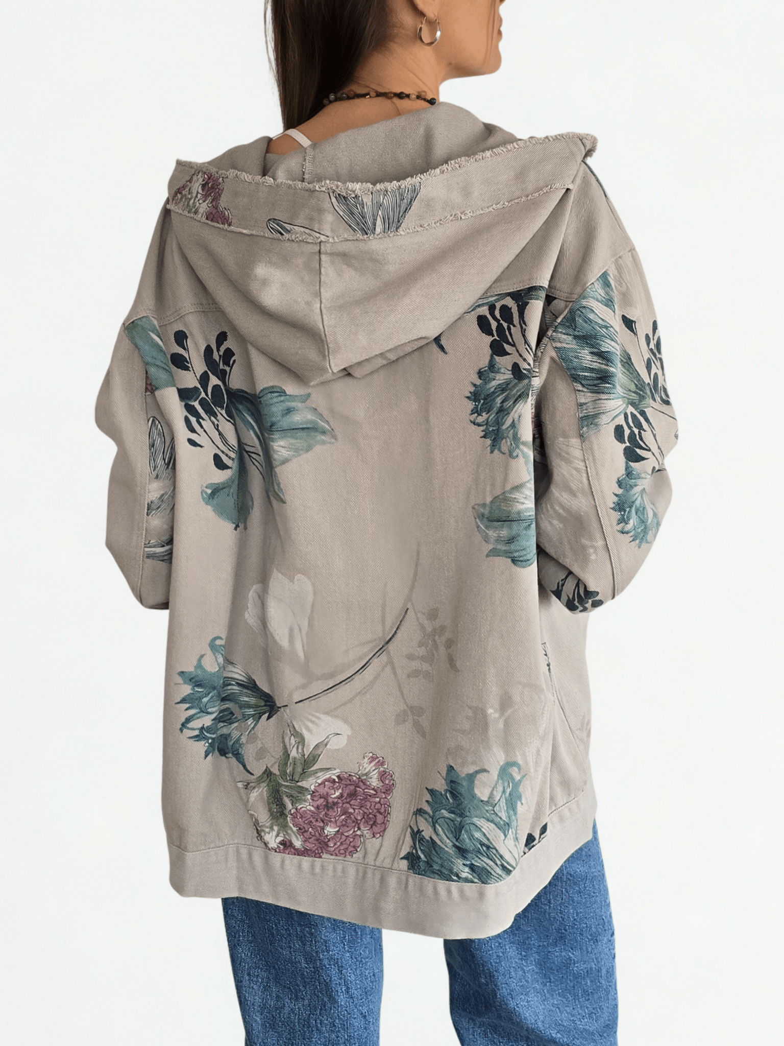 Chaqueta de Jeans Estampada, fondo Gris