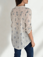 Blusa Italiana Flores, fondo Beige