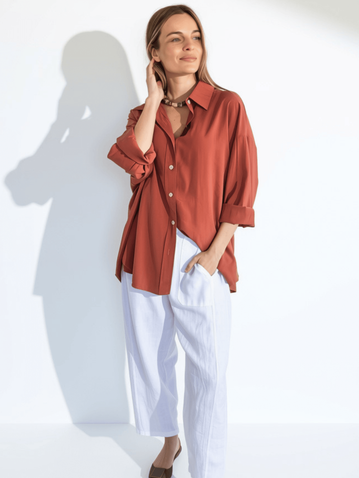 Blusa Tencel, color Terracota