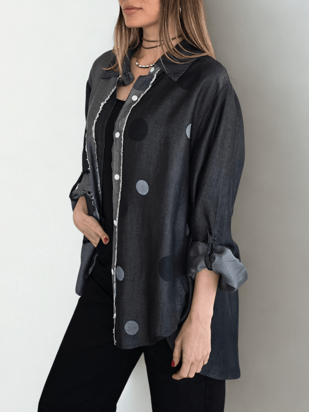 Blusa Jeans, color Gris