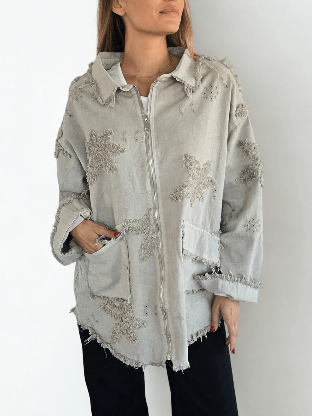 Chaqueta Bordada, color Beige