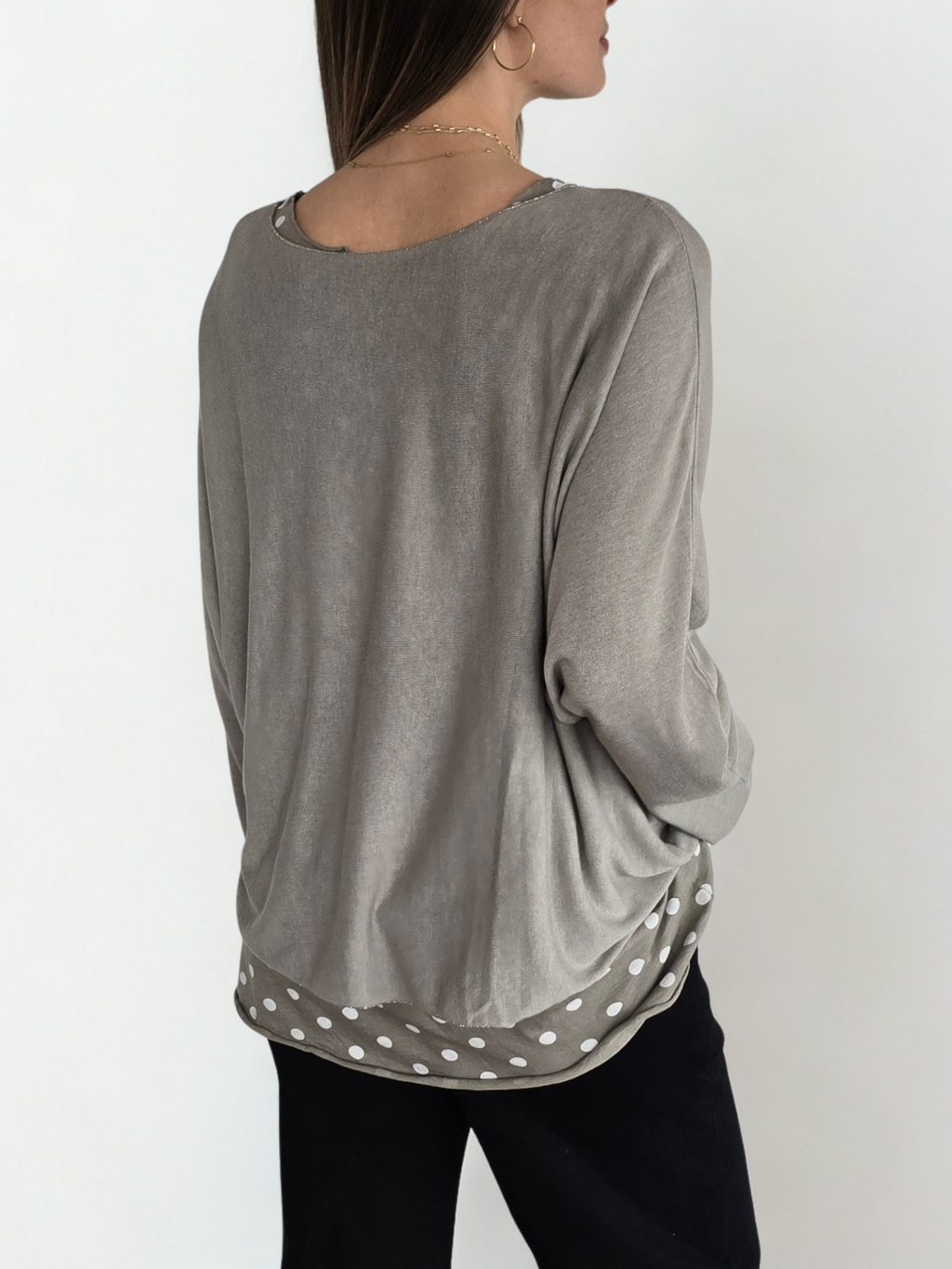 Sweater Italiano con Polera y Pañuelo, color Taupe
