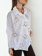 Blusa Italiana Bordada, color Blanco