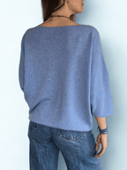 Sweater Italiano Manga 3/4, color Celeste