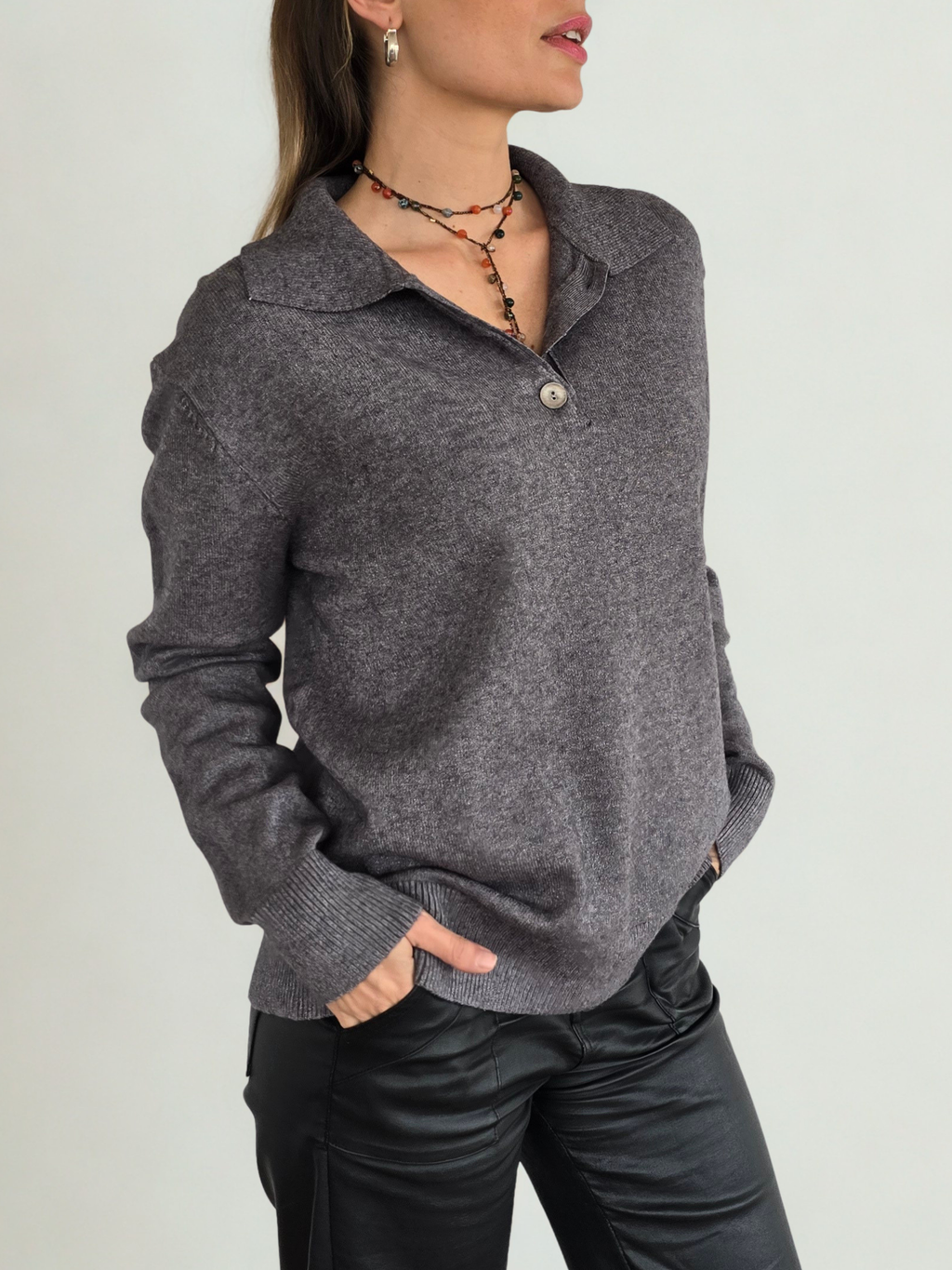 Sweater Tres Botones, color Gris