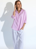 Blusa Rayada, color Rosado con Blanco