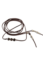 Collar cuero café con piedra