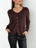 Sweater escote en V, color Chocolate