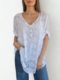 Blusa Italiana Macramé con Polera, color Blanco