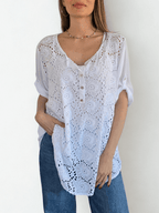 Blusa Italiana Macramé con Polera, color Blanco