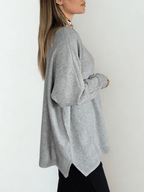 Sweater Ancho con Ribete, color Gris