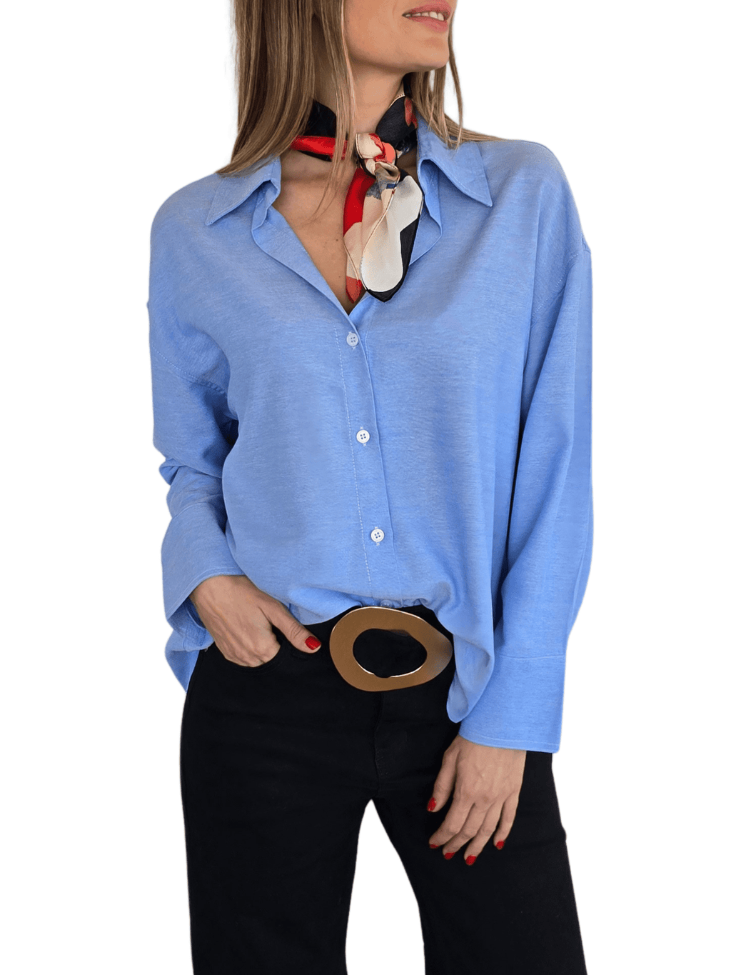 Blusa Escote en V, color Celeste