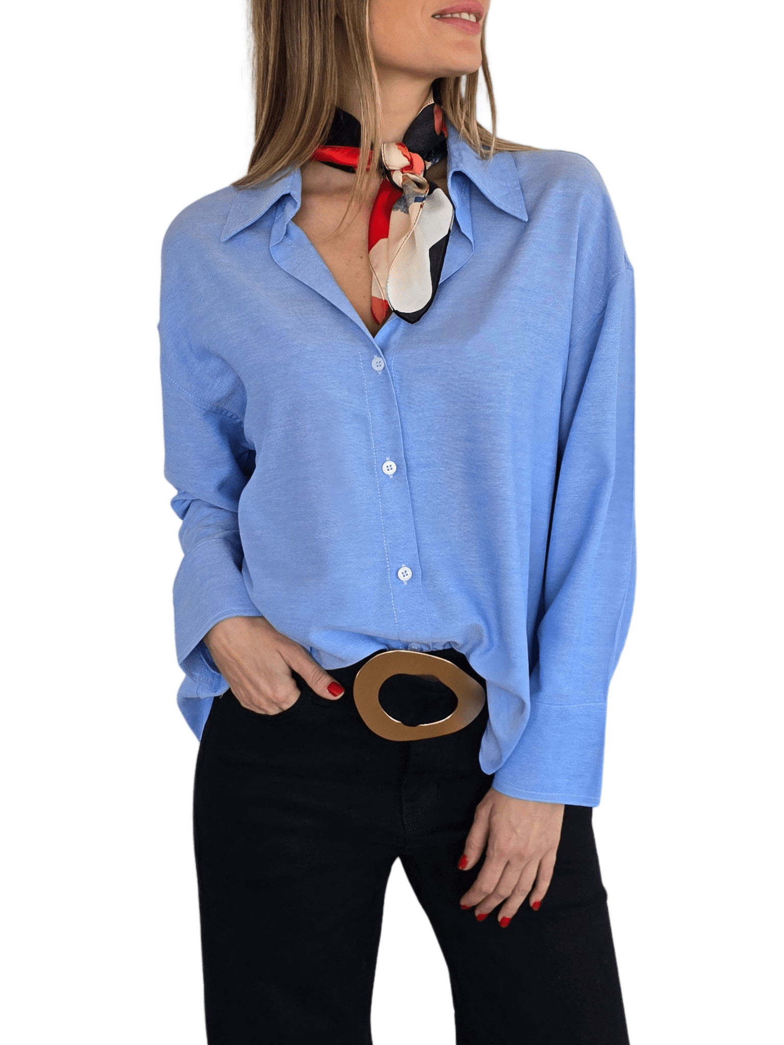 Blusa Escote en V, color Celeste