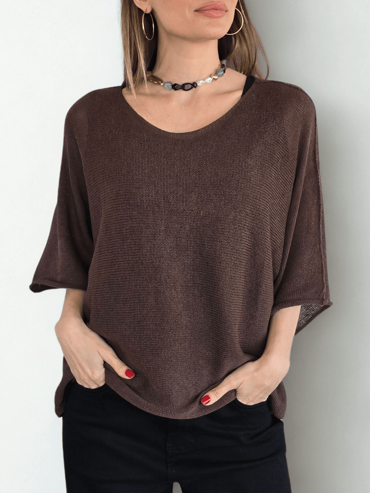 Sweater Italiano de Hilo, color Chocolate