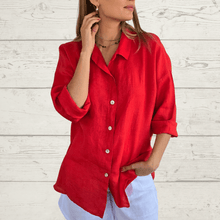 Cargar imagen en el visor de la galería, Blusa Italiana Venecia 100% Lino, color Rojo
