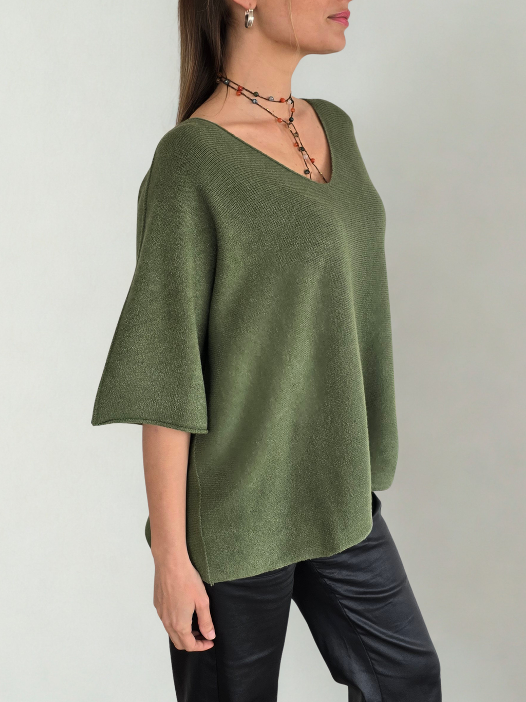 Sweater Italiano manga 3/4, color Pistacho