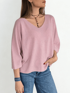 Sweater Italiano Manga 3/4, color Rosado