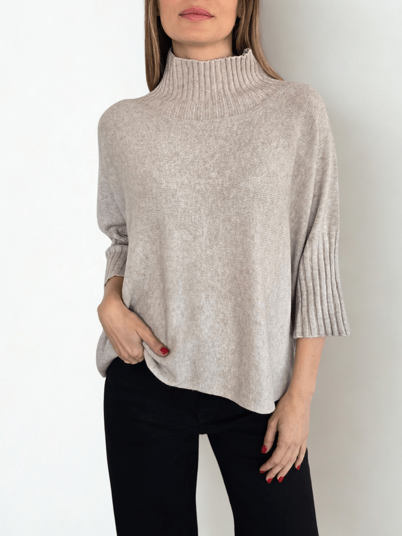 Sweater Italiano manga 3/4, color Beige
